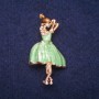 Brooch Balet diva with green and brown enamel, gold-tone metal 24x46mm