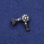 Brooch Hair Dryer with Crystals Black Metal 25×27mm