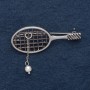 Brooch "Tennis Racket" 5.5x2 cm Gray Metal