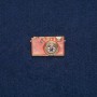 Brooch Camera gold-tone metal with pink enamel and white stones 30x17 mm +