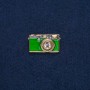 Brooch Camera golden metal with green enamel and white stones 30x17 mm +