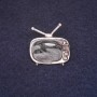Brooch Television 25x28mm enamel black color silver metal