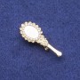 Brooch Pearl Mirror with Rhinestones Gold Metal 16×42mm