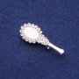 Brooch 'Pearlescent Mirror' with Crystals, Silver Metal 16x42mm