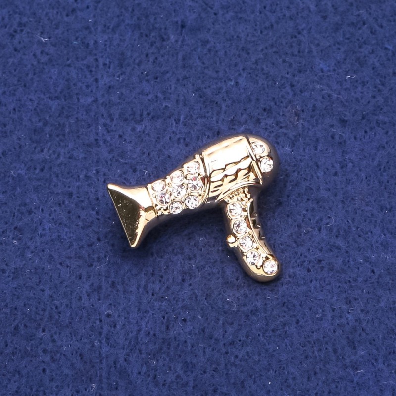 Brooch Fan with Rhinestones Golden Metal 24x28mm