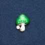 Brooch "Mushroom" green cap 23x30mm metal color "gold"