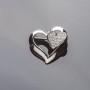 Silver-toned Brooch "Hearts of Two" with White Rhinestones 3 cm