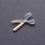 Brooch "Scissors" blue enamel gold color 3.5×1.8 cm