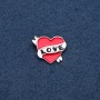 Brooch "Heart" red enamel with gold-colored metal