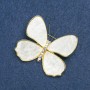 Brooch Butterfly golden metal, white Pearl and gasoline crystals 38x45mm +