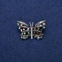 Brooch Butterfly with Chalcedony, enamel, and rhinestones 22x33mm, silver metal