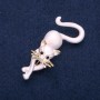Brooch Cat with Gray Enamel, Gold-Tone Metal 25x55mm