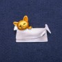 Brooch Pendant Cat in a Little Handbag with Mother-of-Pearl and Gold Enamel, Silver Metal 33x45mm