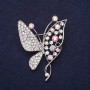 Brooch Butterfly with Crystals White Chameleon 50x38mm Silver Metal