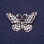 Brooch Butterfly with blue and white crystals 28x47mm silver metal