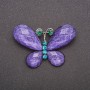 Brooch with Purple Aquarium Glass Effect: Grey Metal Butterfly 34x54mm