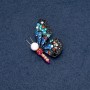Brooch "Butterfly" multicolor rhinestones 40x33mm insect series metal color "silver"