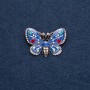 Brooch "Butterfly" blue enamel 25x38mm metal color "gold"