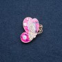Brooch "Butterfly" pink enamel 39x30mm metal color "gold"