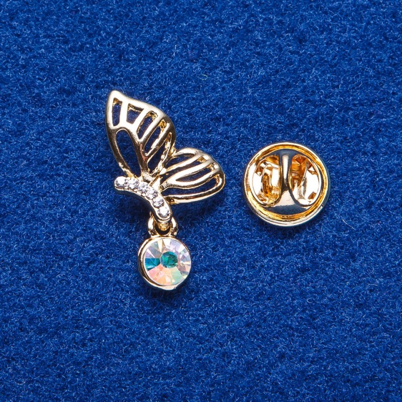 Brooch on pin "Butterfly" golden metal 2.7×1.6 cm