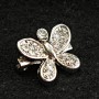 (17/15 mm) Brooch - small light metal Butterfly with rhinestones