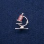 Brooch Microscope with enamel and crystals 24x31mm, silver-colored metal