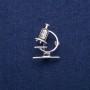 Brooch Microscope with enamel and rhinestones 24x31mm, silver metal