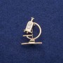 Brooch Microscope with enamel and crystals 24x31mm, gold-colored metal