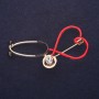 Brooch Stethoscope with enamel and rhinestones red black white 24x25mm gold-tone metal