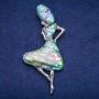 Brooch Pendant Madam with Abalone Pearl Halotis Stone 38x82mm