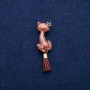Brooch Cat with Enamel and Tail Brush 14x50mm, Gold-Toned Metal