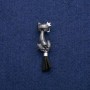 Brooch Cat with Enamel and Paintbrush Tail, silver metal