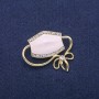 Brooch Pendant Mask White Enamel and Rhinestones, Gold-Toned Metal 37x41mm