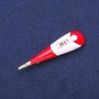 Brooch Pendant Thermometer Red and White Enamel, Gold-Tone Metal 15×58mm