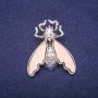 Brooch Butterfly with Mother of Pearl Inlay, Silver-Colored Metal 37×44mm