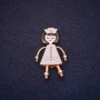 Brooch Nurse enamel white color 42x26mm golden metal