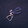Brooch Stethoscope 37x20mm enamel crystals blue white silver metal