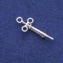 Brooch Needle with Crystals Silver Metal 17x45mm