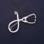Brooch - Stethoscope White Enamel, Silver Metal, 44x30mm