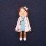 Brooch Doctor enamel white blue 49x22mm golden metal