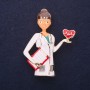Pin Doctor Enamel White and Red Colors 50x38mm Gold-Tone Metal