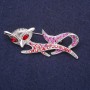 Brooch 'Fox' with red rhinestones 53x20mm silver metal