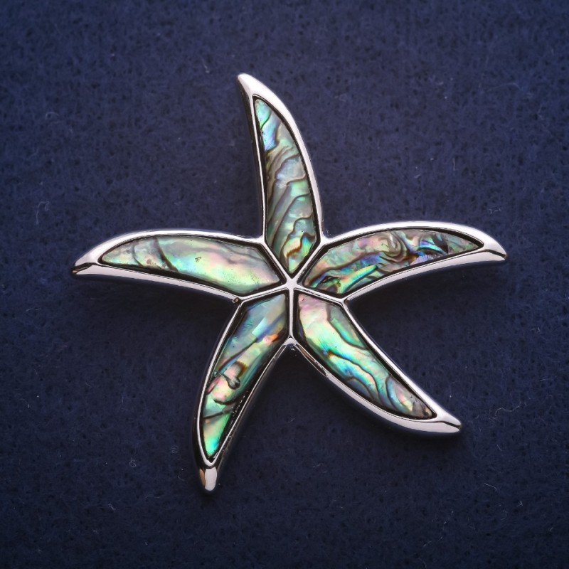 Brooch Pendant Sea Star with Halosite 53x53mm