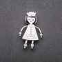 Nurse Brooch Enamel White 42x26mm Silver Metal