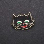 Brooch "Cheshire Cat" with black enamel, silver-tone metal, 27x22mm