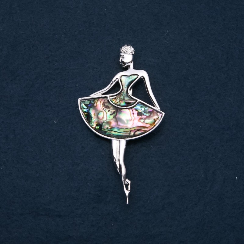 Brooch pendant with natural Halotite Balerina 80x45mm
