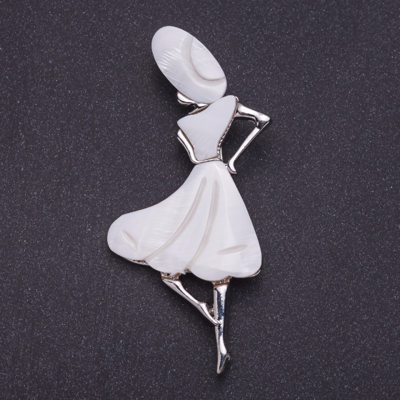 Pendant-pin Madamo Pearl color metal "silver", length 8.4 cm