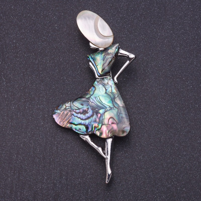 Pendant-bale Madam Chalotis Pearlized silver-colored metal, length 8.4 cm