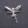 Brooch Elf Girl in White Rhinestones 43×42mm White Metal