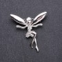 Brooch Elf Girl in White Rhinestones 43×42mm White Metal
